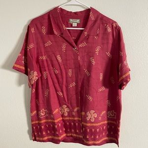 Tommy Bahama Mens 100% Silk Short Sleeve Hawaiian Print Shirt size M